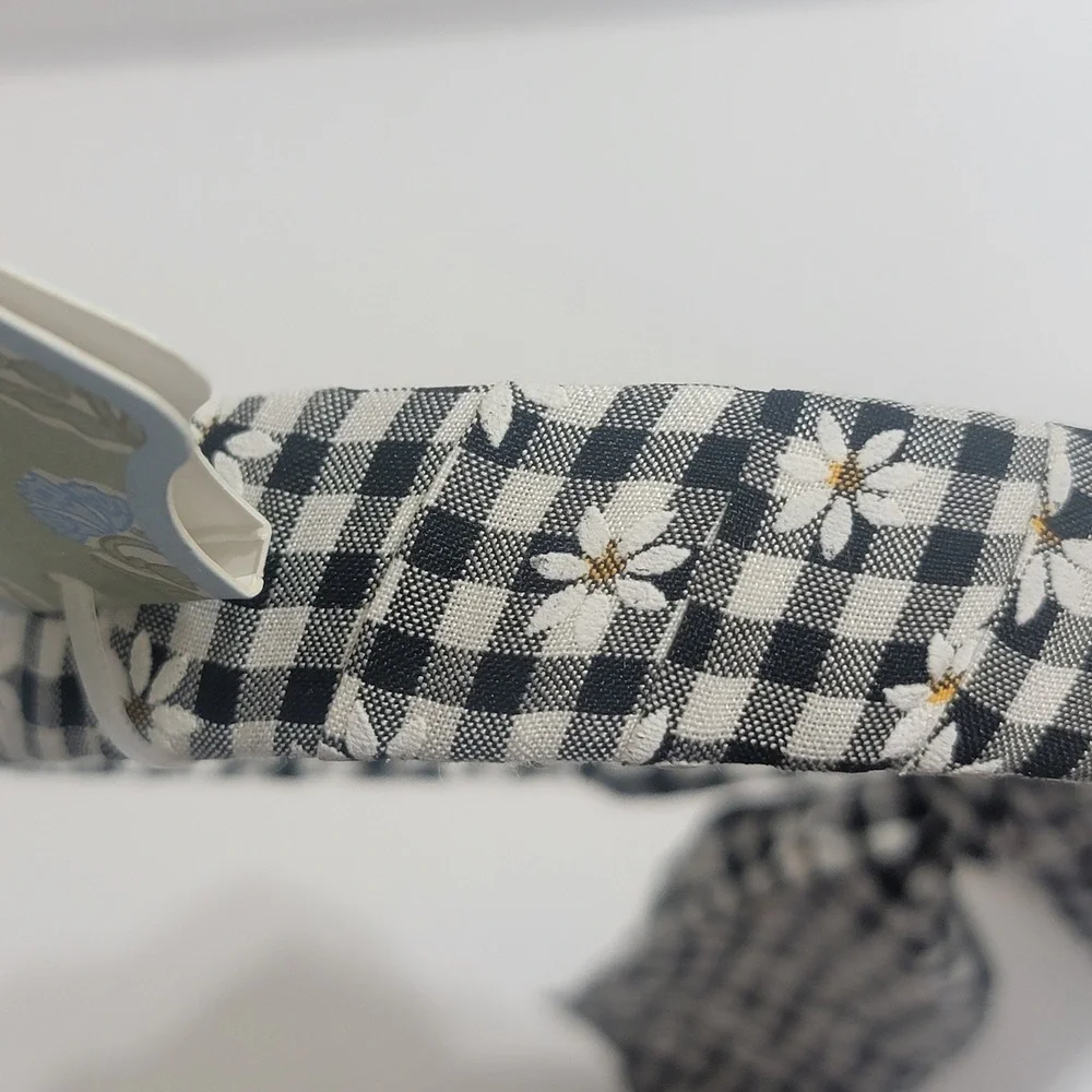 Piper‎ K Gingham Check Daisy Bow Headband Floral Ribbon Tail Cottagecore Peasant